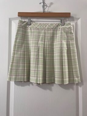Aritzia Sunday Best Olive Pleated Mini Skirt